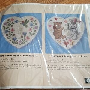 Hummingbird and Bear & Bunny Switch Plates Cross Stitch The Creative circle